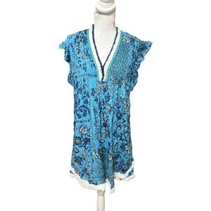 Poupette St Barth Womens Multicolor Sasha Ruffled Floral Mini Dress Size Large